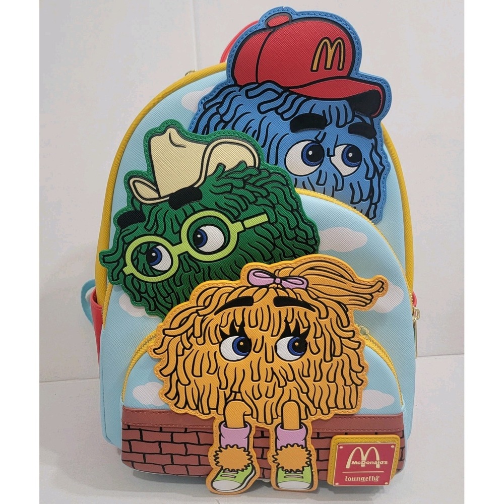 NEW Loungefly McDonald's Vintage Retro Fry Kids Triple Pocket Backpack